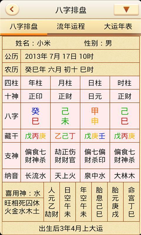 四柱八字排盘